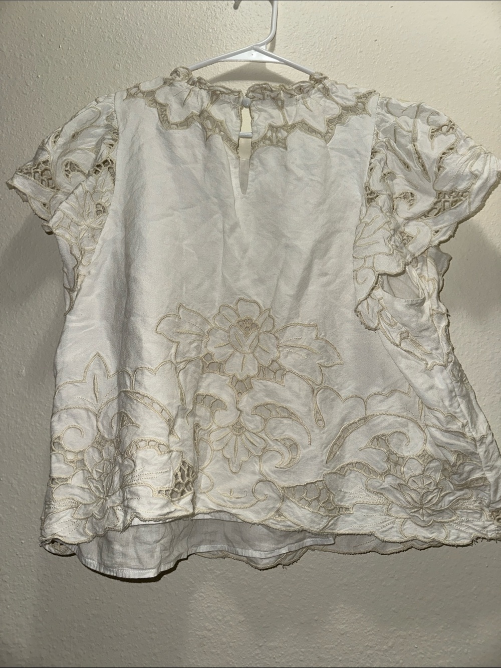 Anthropologie Ivory Eyelet Embroidered Peasant Blouse - Picture 5 of 5